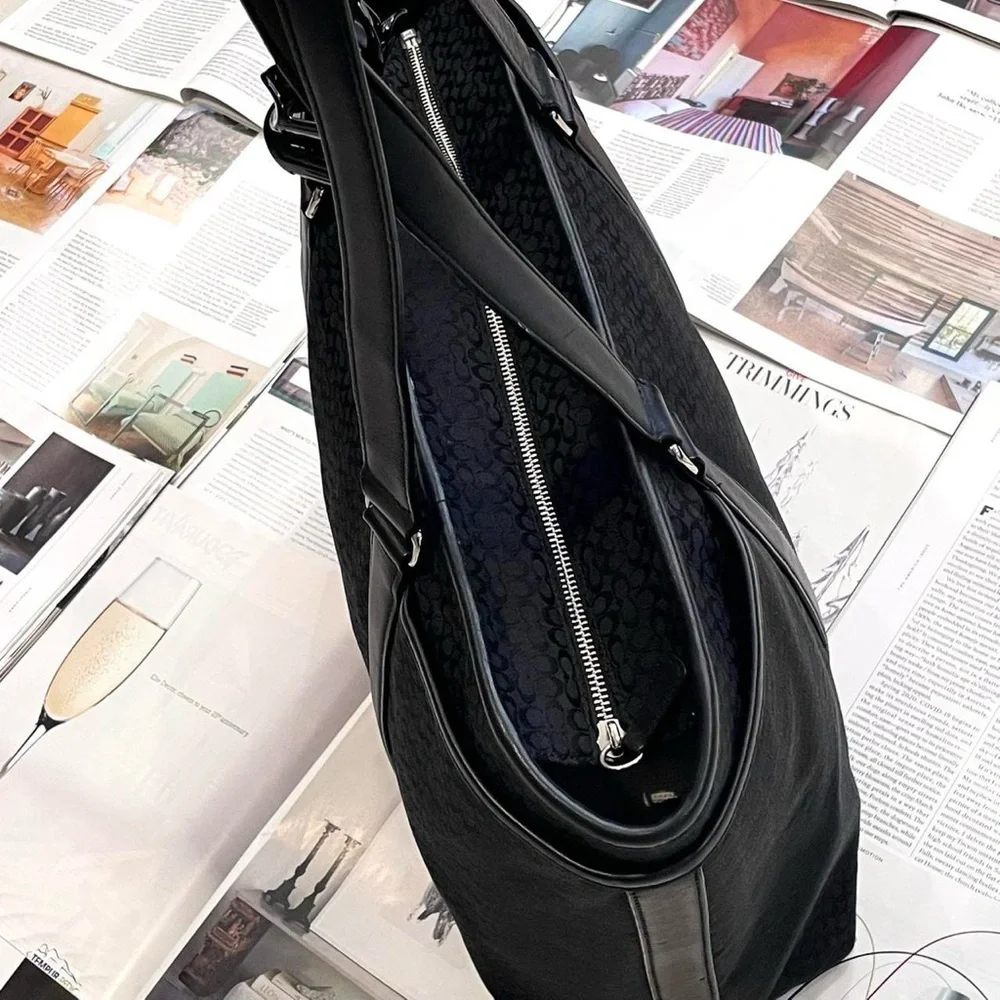 COACH Signature 2008 large black monogram canvas & leather tote bag